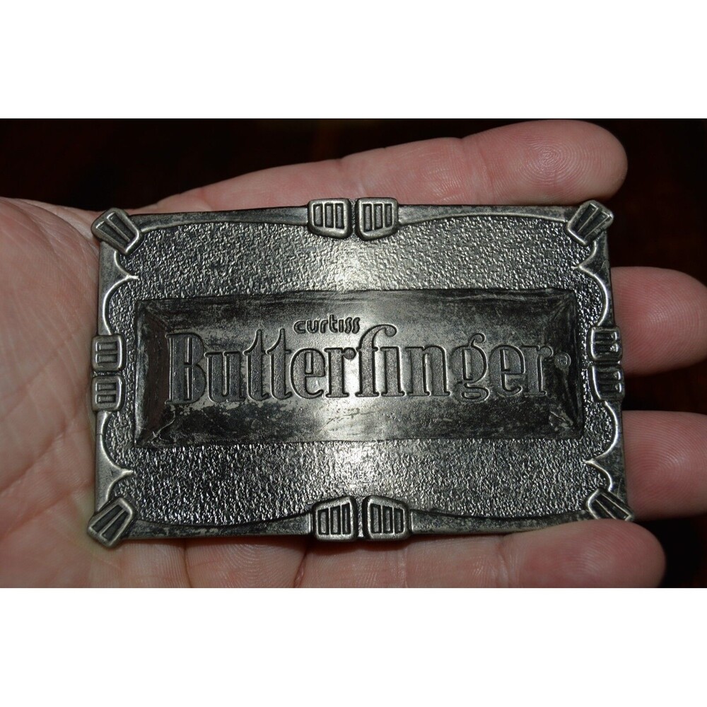 Vintage 1970s Curtiss Co BUTTERFINGER Candy Bar Heavy Belt Buckle Rare - Picture 3 of 6